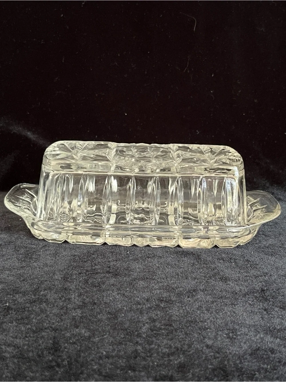 Anchor Hocking PRESCUT CLEAR Glass BUTTER Covered Dish 7 1/4